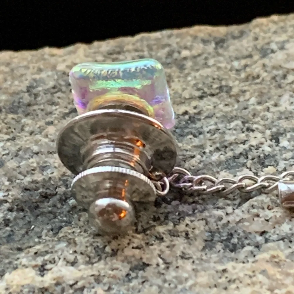 Iridescent Glass Cuff Link Tie Bar Mens Shirt Clothing Office Career Busines